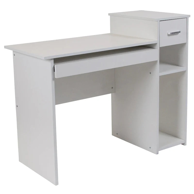 Bureau d'ordinateur avec étagères et tiroir