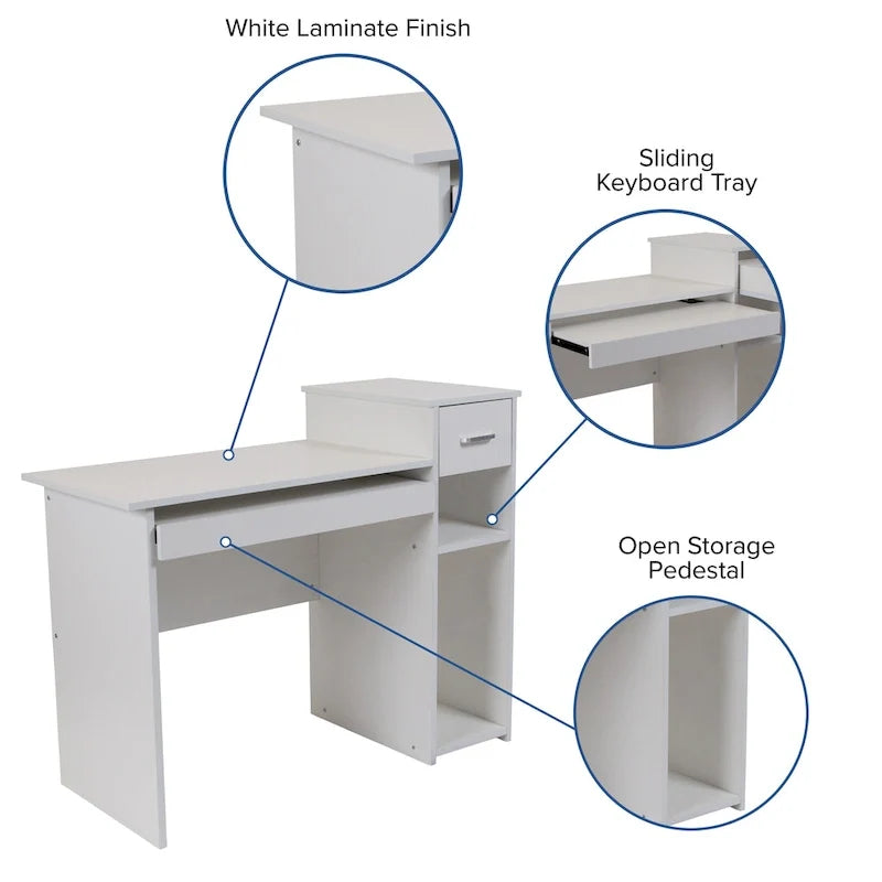 Computer Desk with Shelves and Drawer