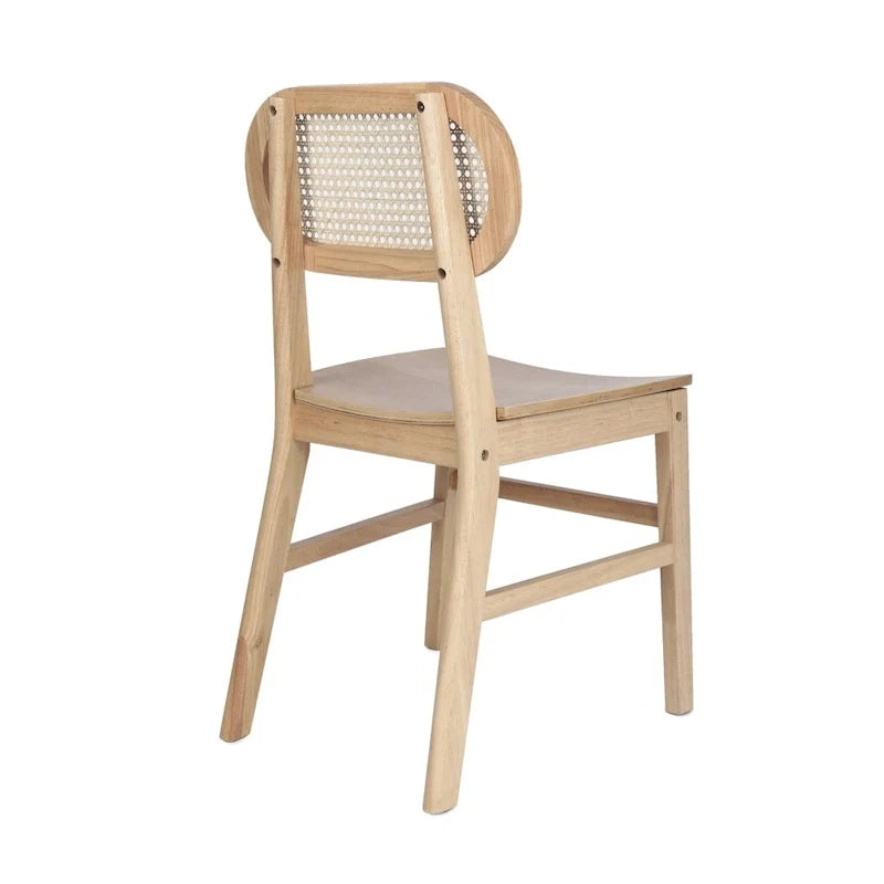 Woven Back Wood Framed Cane Rattan Chairs with Wood Seats