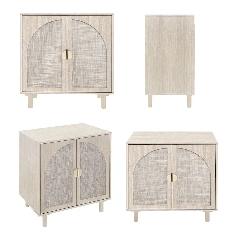 Buffet de rangement d’appoint en rotin avec portes, buffet bahut - 29.53Lx15.75Wx31.5H
