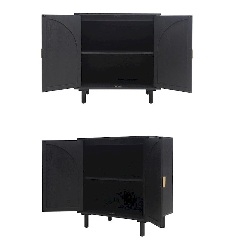 Buffet de rangement d’appoint en rotin avec portes, buffet bahut - 29.53Lx15.75Wx31.5H