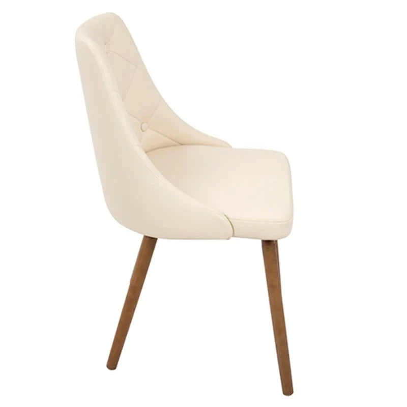 Chaise de salle à manger moderne de 31,5 en similicuir matelassé couleur noyer et crème