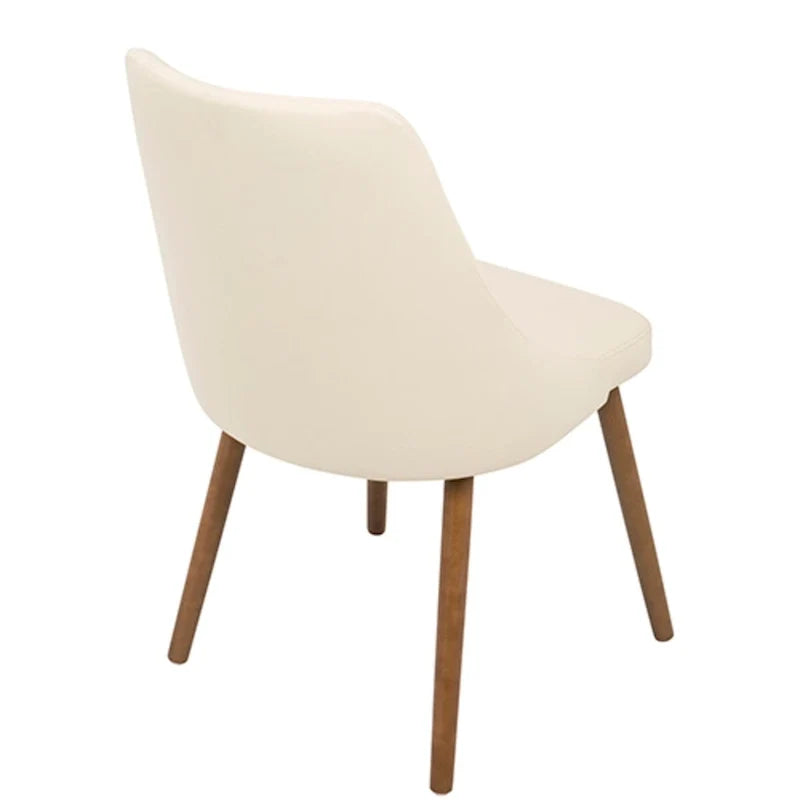 Chaise de salle à manger moderne de 31,5 en similicuir matelassé couleur noyer et crème