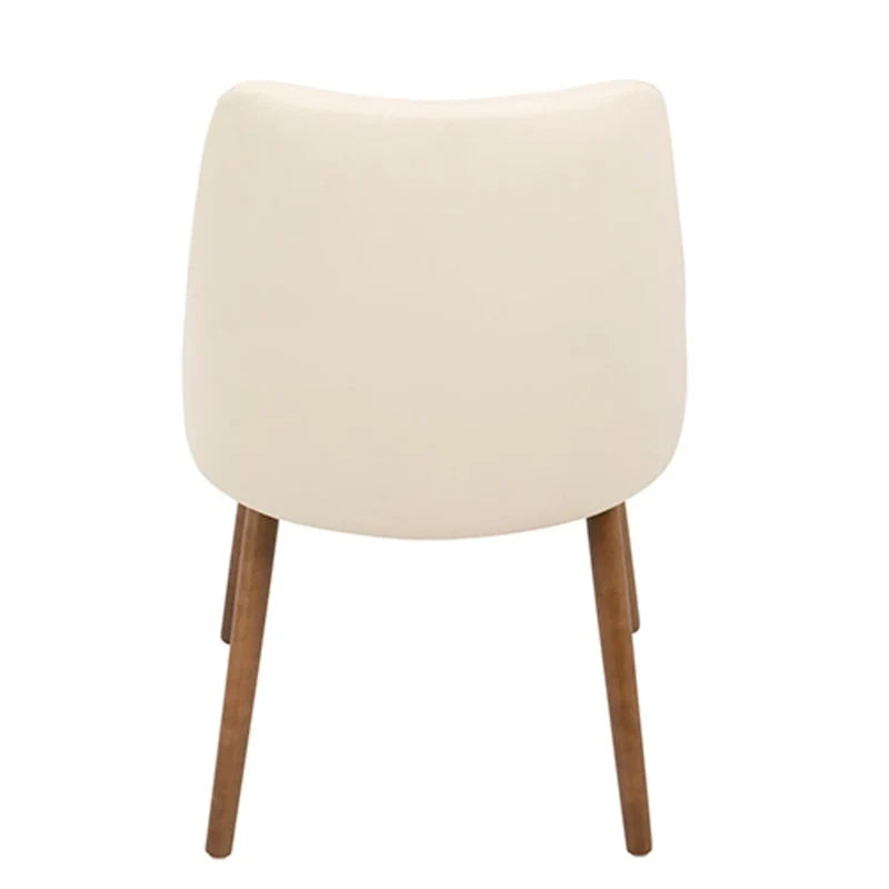 Chaise de salle à manger moderne de 31,5 en similicuir matelassé couleur noyer et crème