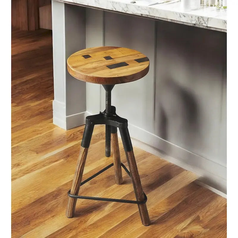 Reclaimed Wood Revolving Bar Stool