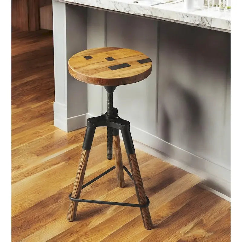 Reclaimed Wood Revolving Bar Stool