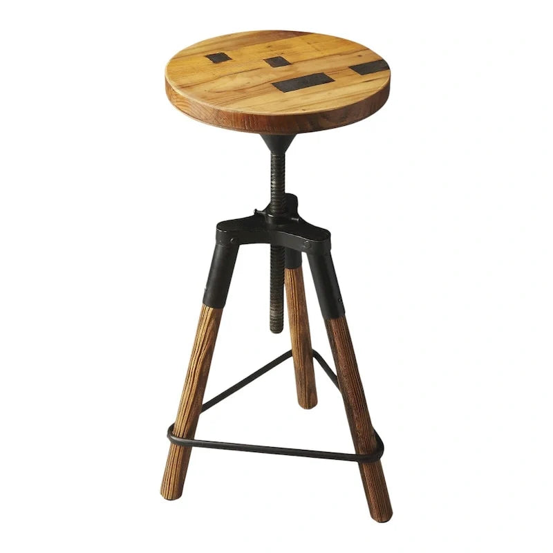 Reclaimed Wood Revolving Bar Stool