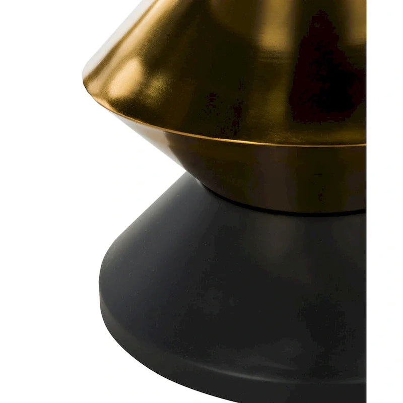 Table d’appoint avec plateau en pierre noire et dorée - 14.3 x 14.3 x 16