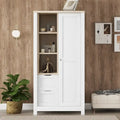 Bedroom Storage Wardrobe with Hanging Rods and 2 Drawers and Open Shelves