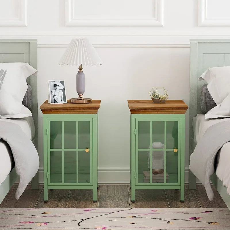 Table de chevet moderne avec armoire de rangement et plateau en bois massif