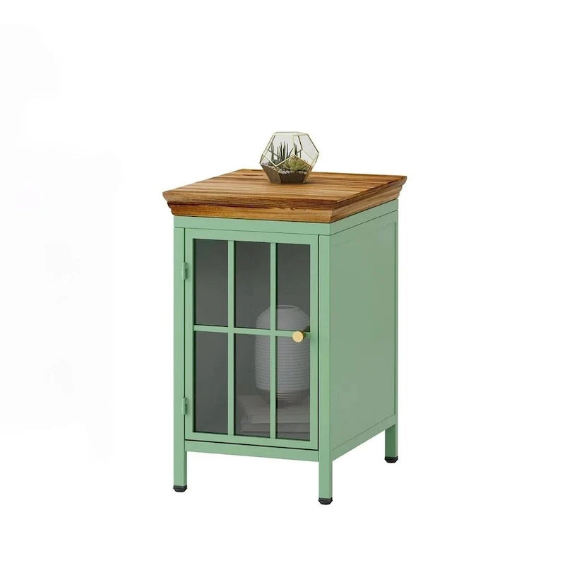 Modern Nightstand with Storage Cabinet & Solid Wood Tabletop