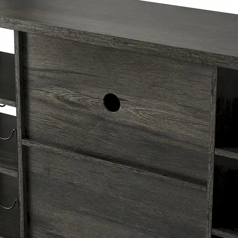 Industrial Wine Bar Cabinet, Liquor Storage Credenza, Sideboard with Wine Racks & Stemware Holder 55.12'w x 13.78'd x 30.31' h