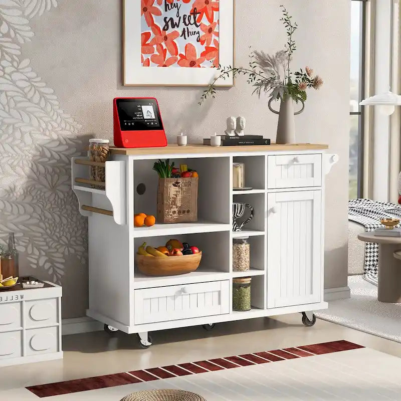 Armoires de rangement de cuisine avec armoires latérales en bois massif, meuble pour micro-ondes et buffet