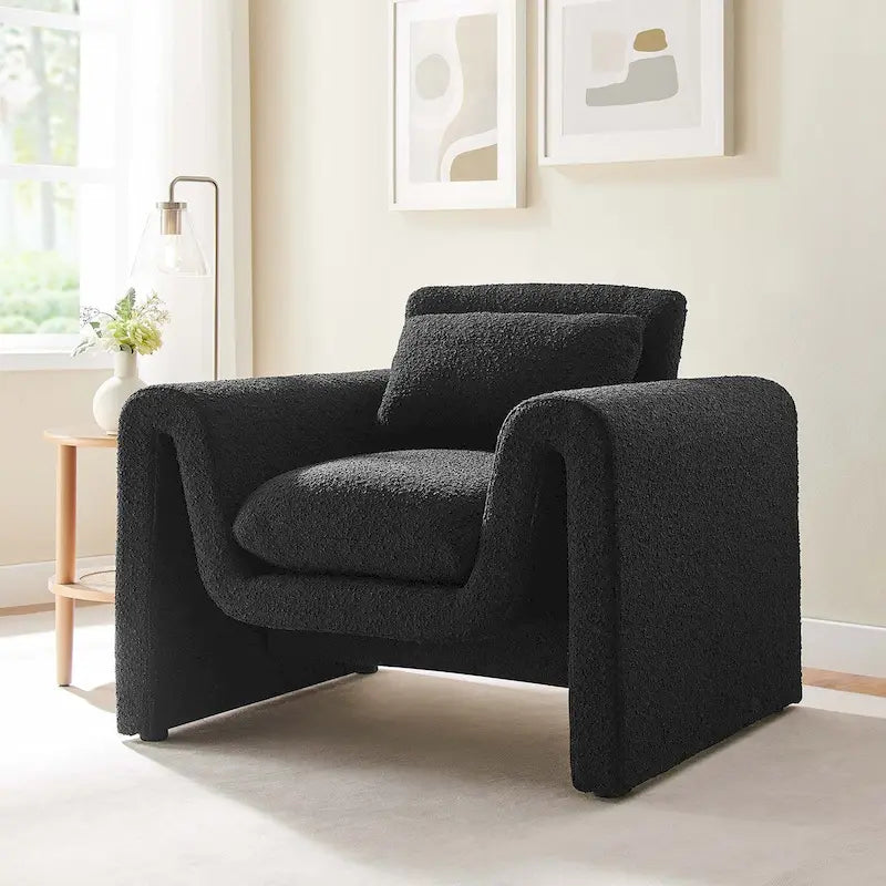 Sillón tapizado en bouclé