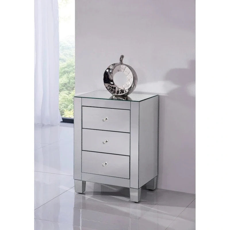 Clear Mirror 3 Drawer Cabinet