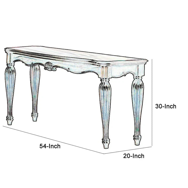 Table de canapé en bois avec détails sculptés, brun cerise