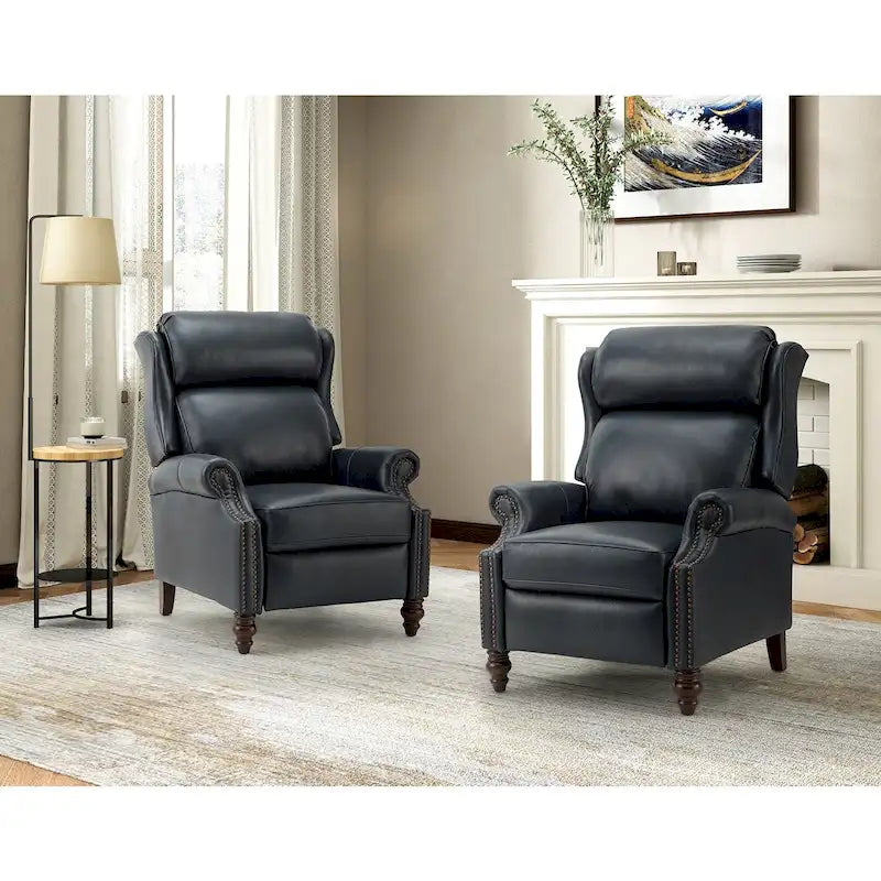Fauteuil inclinable moderne en cuir véritable avec garnitures à clous