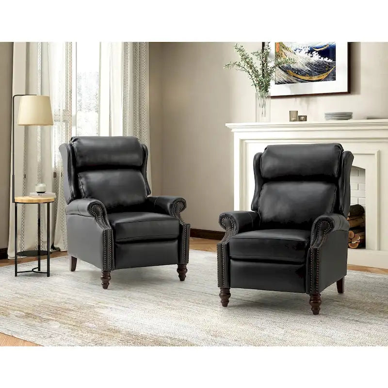 Fauteuil inclinable moderne en cuir véritable avec garnitures à clous