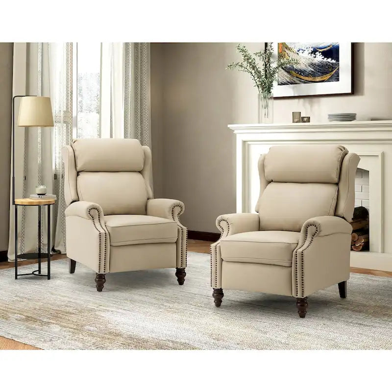 Fauteuil inclinable moderne en cuir véritable avec garnitures à clous