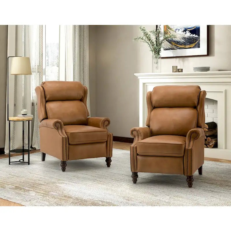 Fauteuil inclinable moderne en cuir véritable avec garnitures à clous