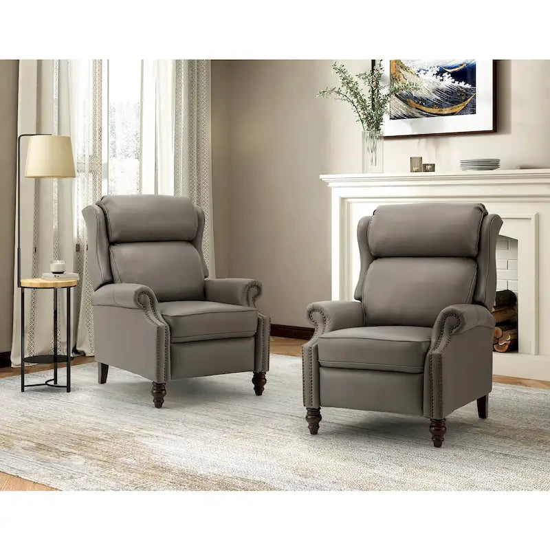 Fauteuil inclinable moderne en cuir véritable avec garnitures à clous