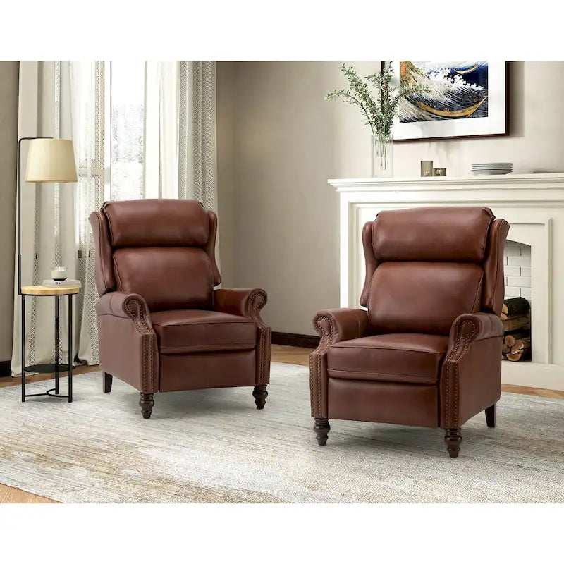 Fauteuil inclinable moderne en cuir véritable avec garnitures à clous
