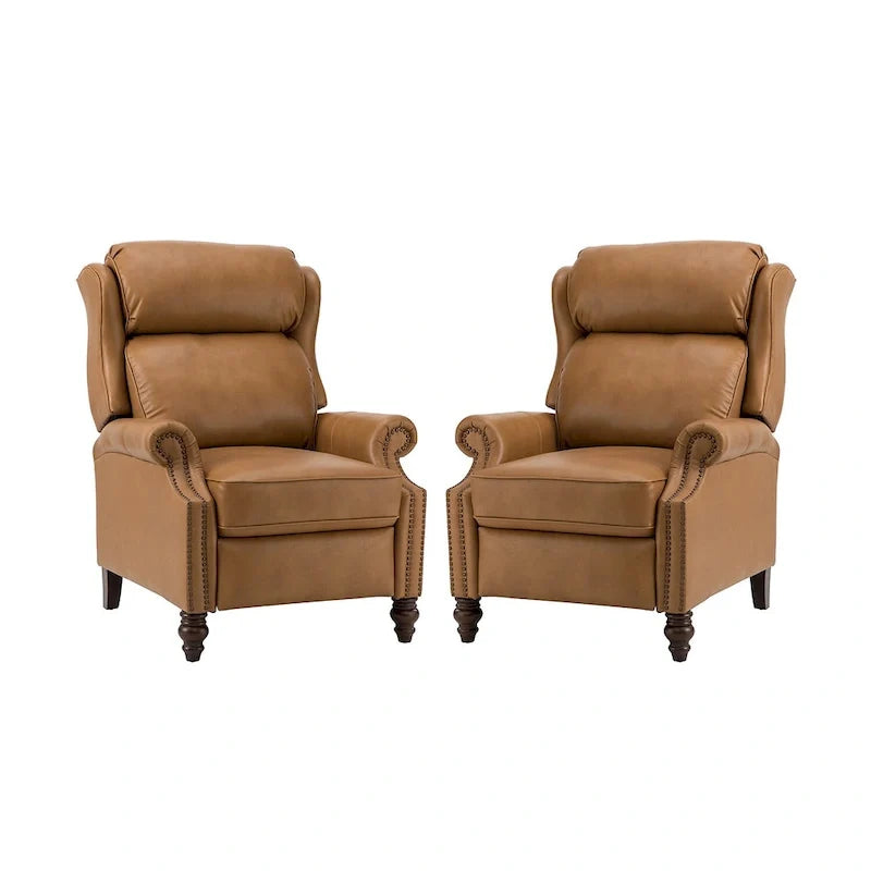Fauteuil inclinable moderne en cuir véritable avec garnitures à clous