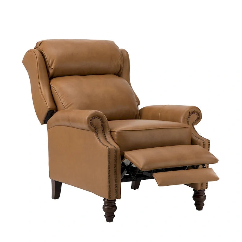Fauteuil inclinable moderne en cuir véritable avec garnitures à clous