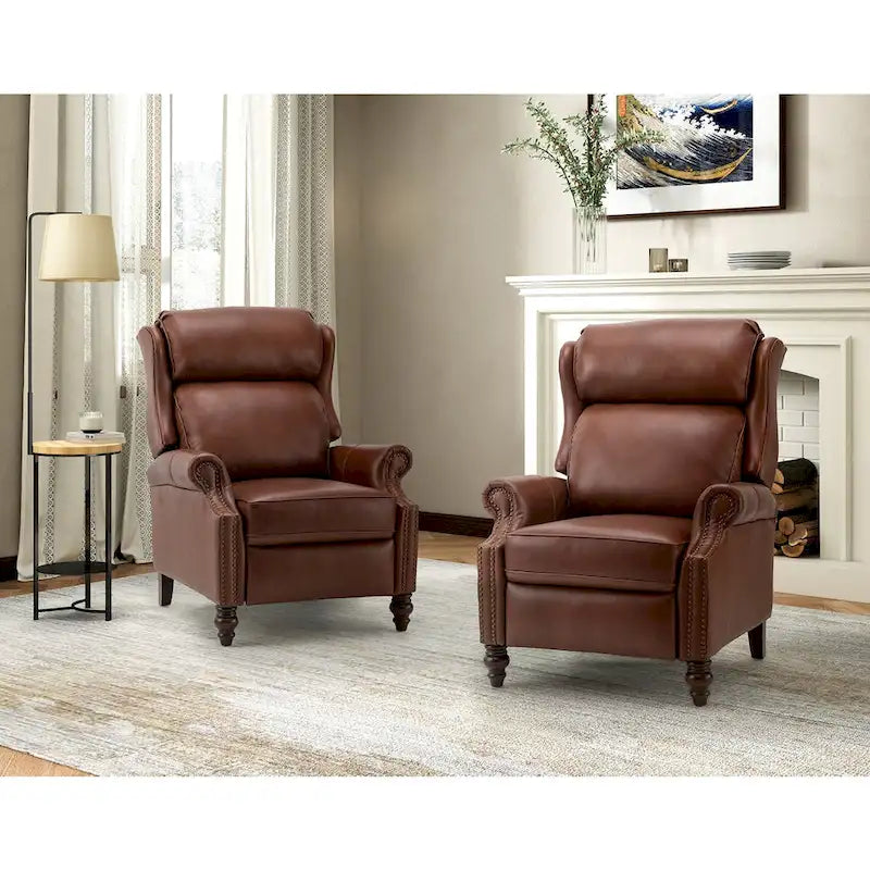 Fauteuil inclinable moderne en cuir véritable avec garnitures à clous