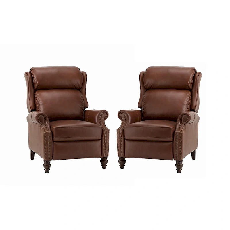 Fauteuil inclinable moderne en cuir véritable avec garnitures à clous