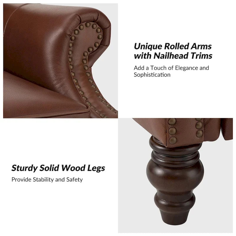 Fauteuil inclinable moderne en cuir véritable avec garnitures à clous