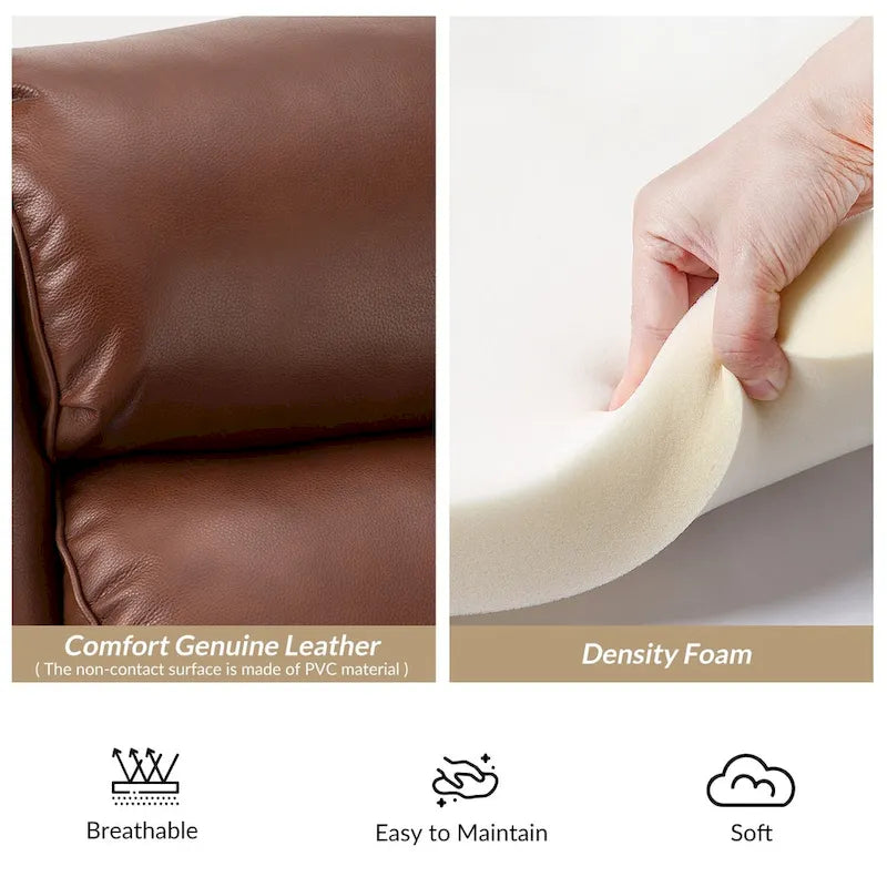 Fauteuil inclinable moderne en cuir véritable avec garnitures à clous