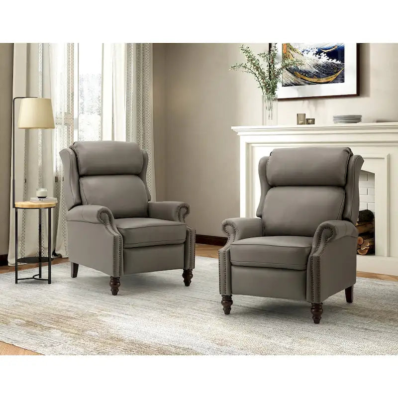 Fauteuil inclinable moderne en cuir véritable avec garnitures à clous