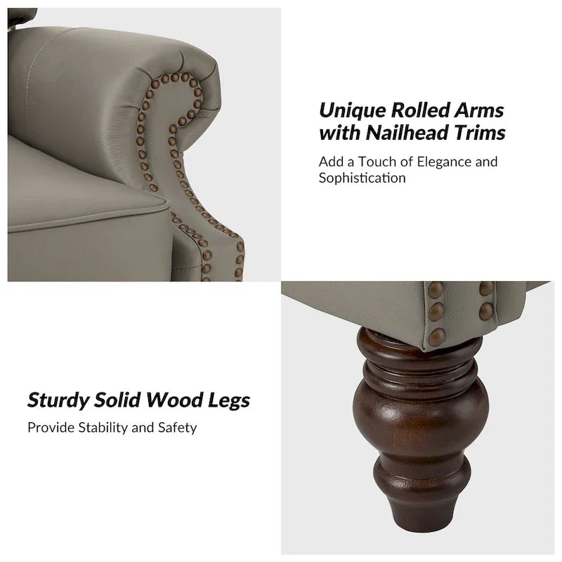 Fauteuil inclinable moderne en cuir véritable avec garnitures à clous