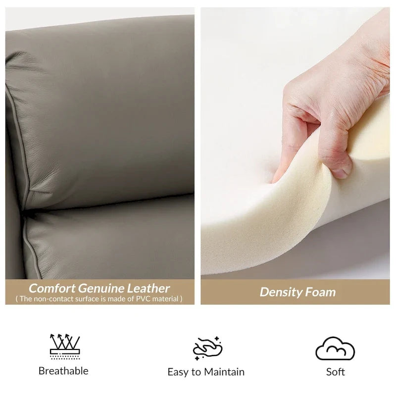 Fauteuil inclinable moderne en cuir véritable avec garnitures à clous