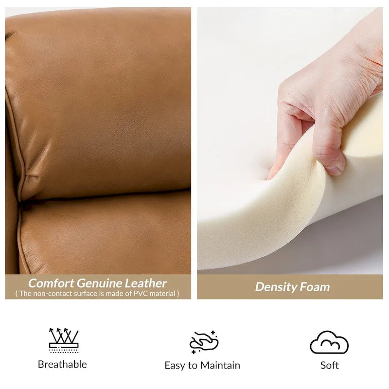 Fauteuil inclinable moderne en cuir véritable avec garnitures à clous