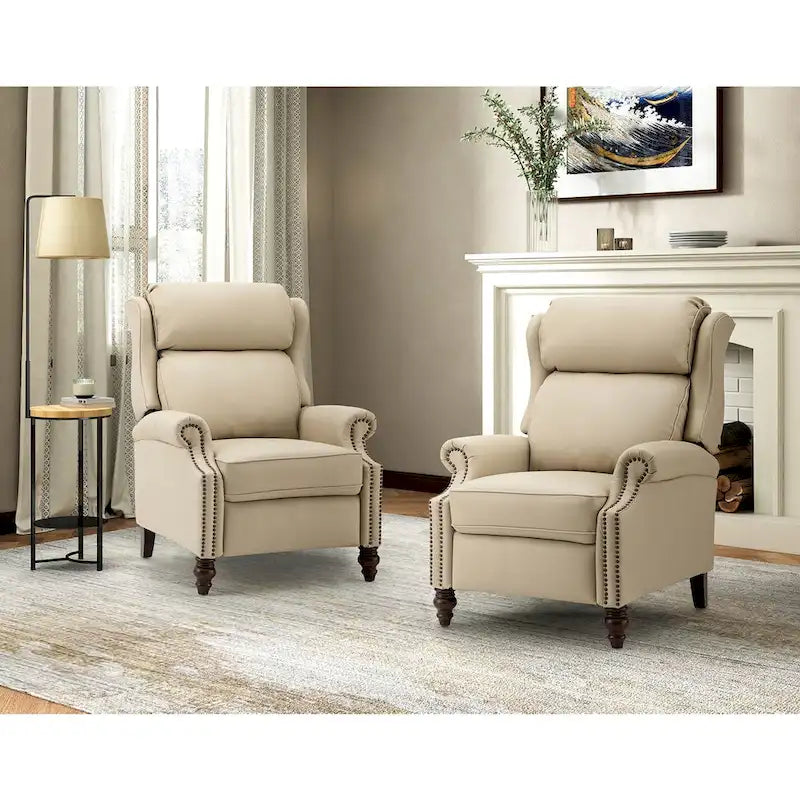 Fauteuil inclinable moderne en cuir véritable avec garnitures à clous