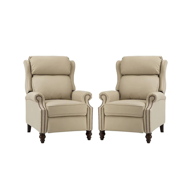 Fauteuil inclinable moderne en cuir véritable avec garnitures à clous