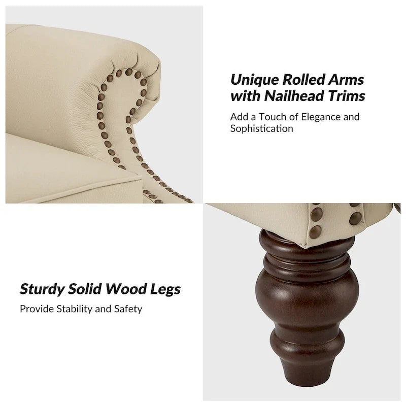 Fauteuil inclinable moderne en cuir véritable avec garnitures à clous