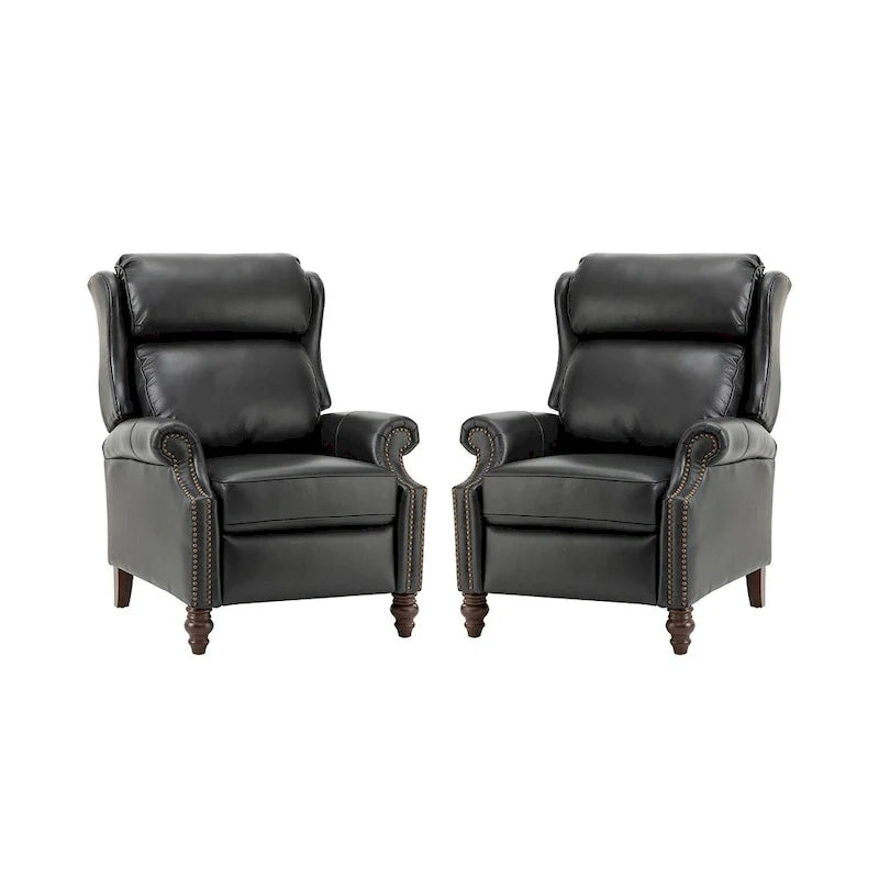 Fauteuil inclinable moderne en cuir véritable avec garnitures à clous