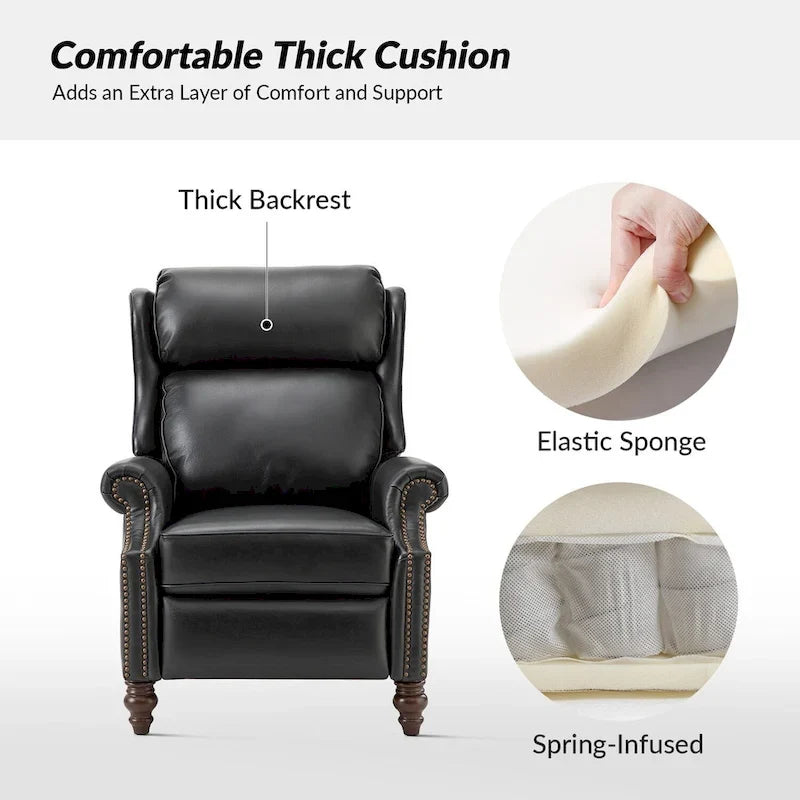Fauteuil inclinable moderne en cuir véritable avec garnitures à clous