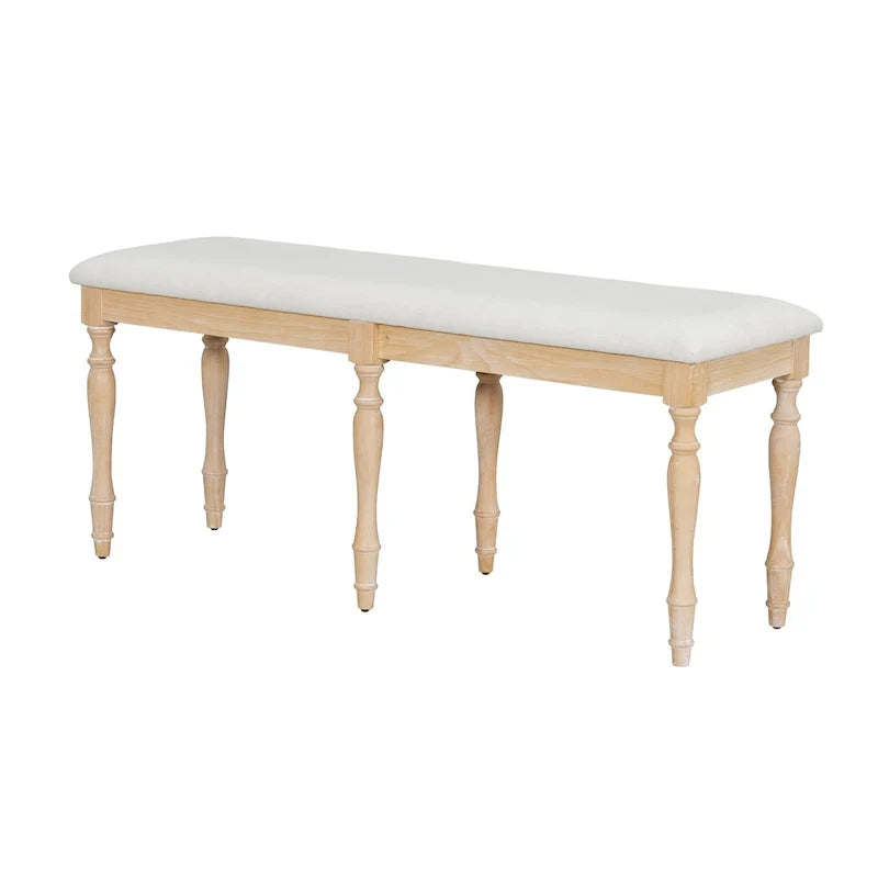 Banc de salle à manger rembourré vintage traditionnel de 50.4inch avec 6 pieds en bois massif