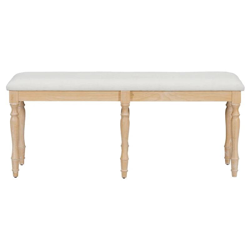 Banc de salle à manger rembourré vintage traditionnel de 50.4inch avec 6 pieds en bois massif