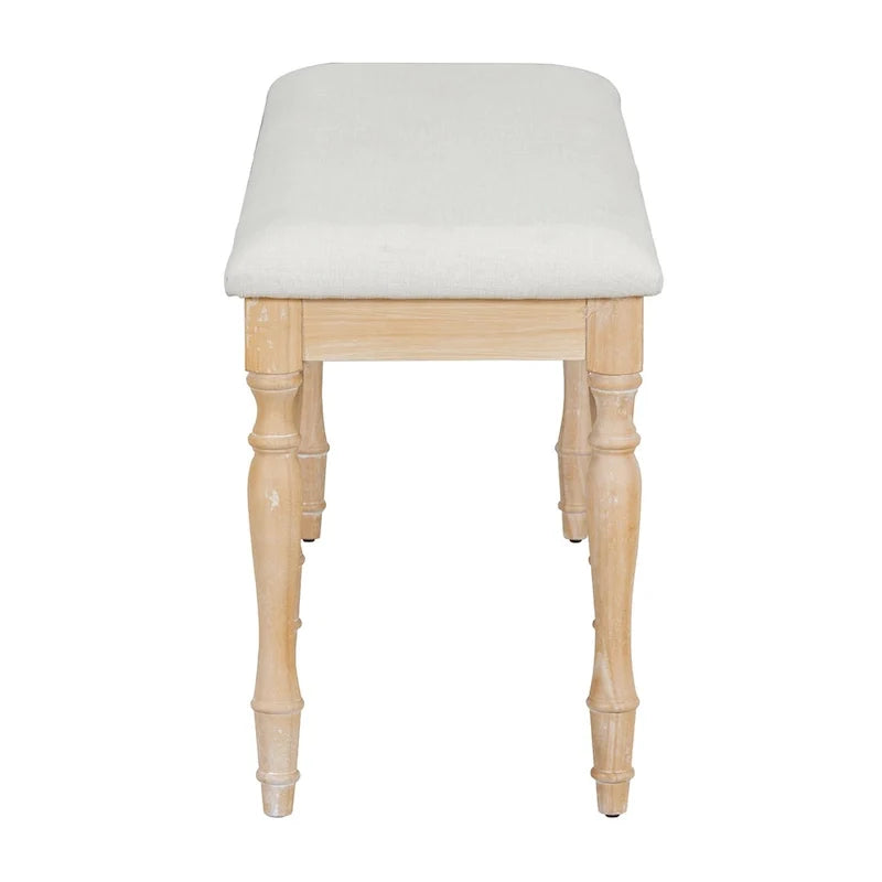 Banc de salle à manger rembourré vintage traditionnel de 50.4inch avec 6 pieds en bois massif