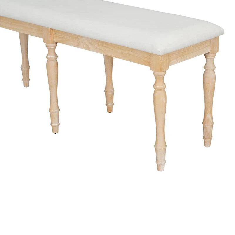 Banc de salle à manger rembourré vintage traditionnel de 50.4inch avec 6 pieds en bois massif