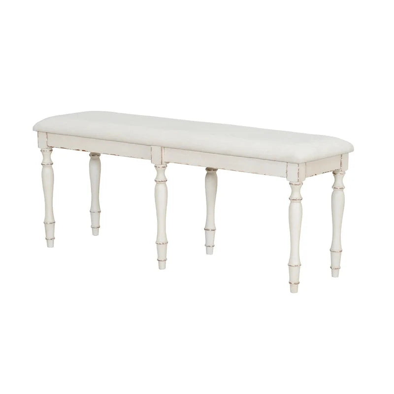 Banc de salle à manger rembourré vintage traditionnel de 50.4inch avec 6 pieds en bois massif
