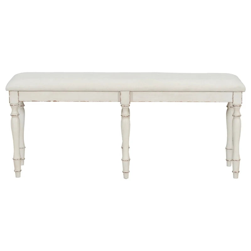 Banc de salle à manger rembourré vintage traditionnel de 50.4inch avec 6 pieds en bois massif