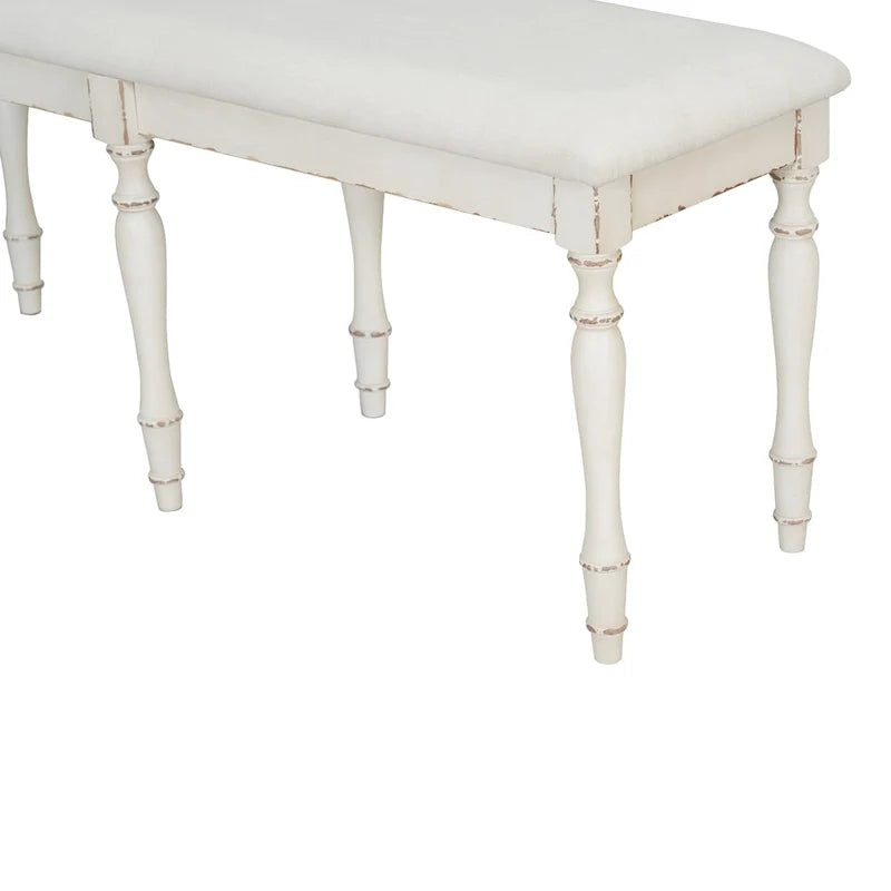 Banc de salle à manger rembourré vintage traditionnel de 50.4inch avec 6 pieds en bois massif