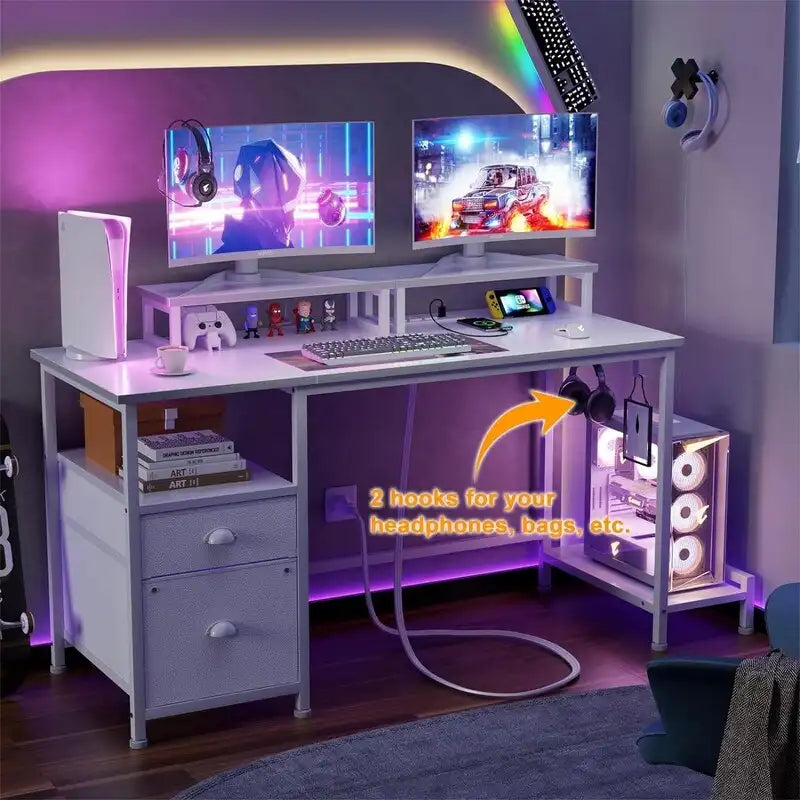 Bureau d'ordinateur blanc avec tiroir