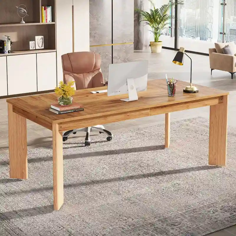 Bureau d'ordinateur de 62 pouces, bureau de direction en bois pour bureau à domicile